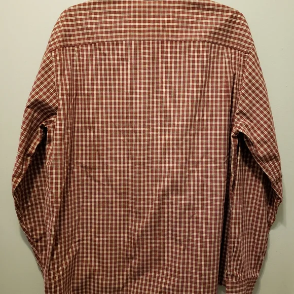 LL Bean Mens Button Down Red & White Plaid Men's XL Tall Heavy Fabric - Picture 3 of 9